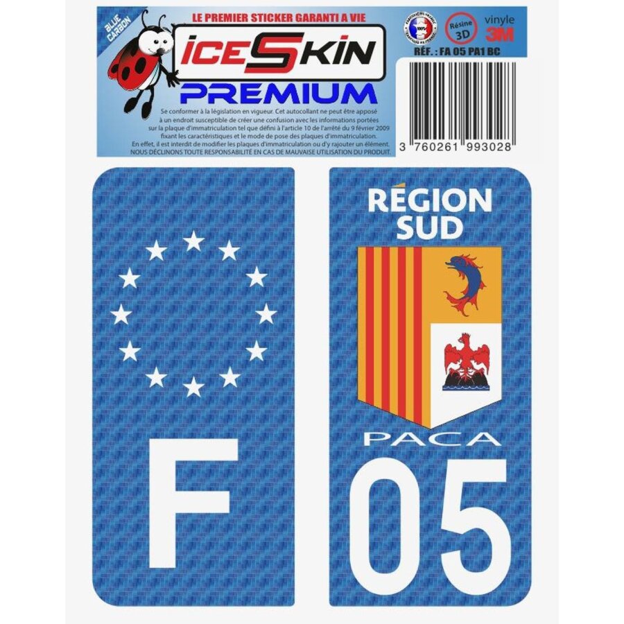 2 Stickers Premium En Résine 3d, Pour Departement 05 En Bleu Carbone (format