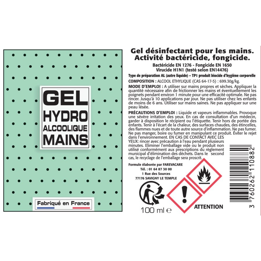 FarevaCare Gel hydroalcoolique mains - 500ml
