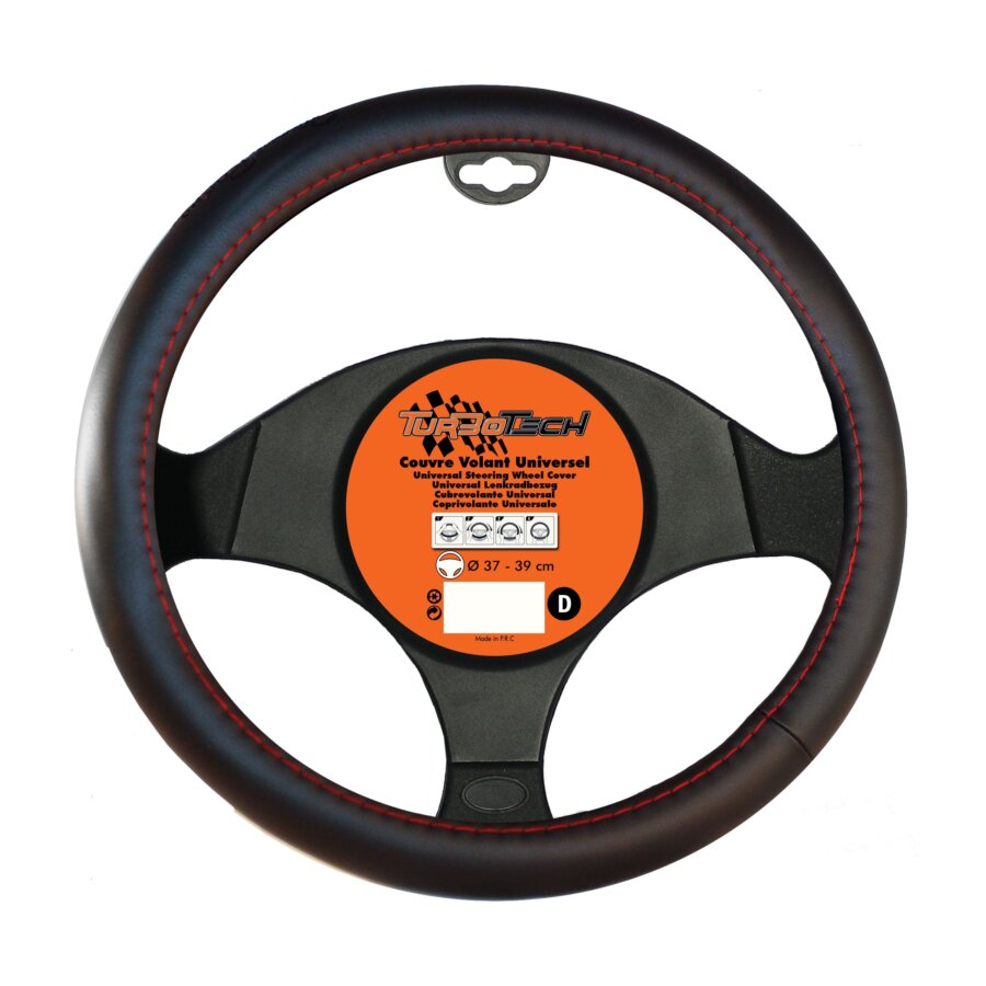 Couvre Volant Simili Cuir Avec Surpiqure Rouge Turbotech