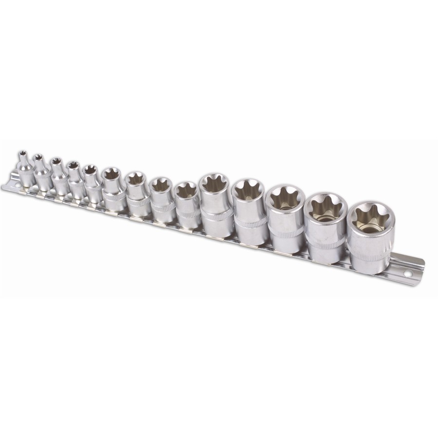 14 Douilles Torx T4-t24 Carrés 1/2'', 1/4'' Et 3/8'' Laser 5303