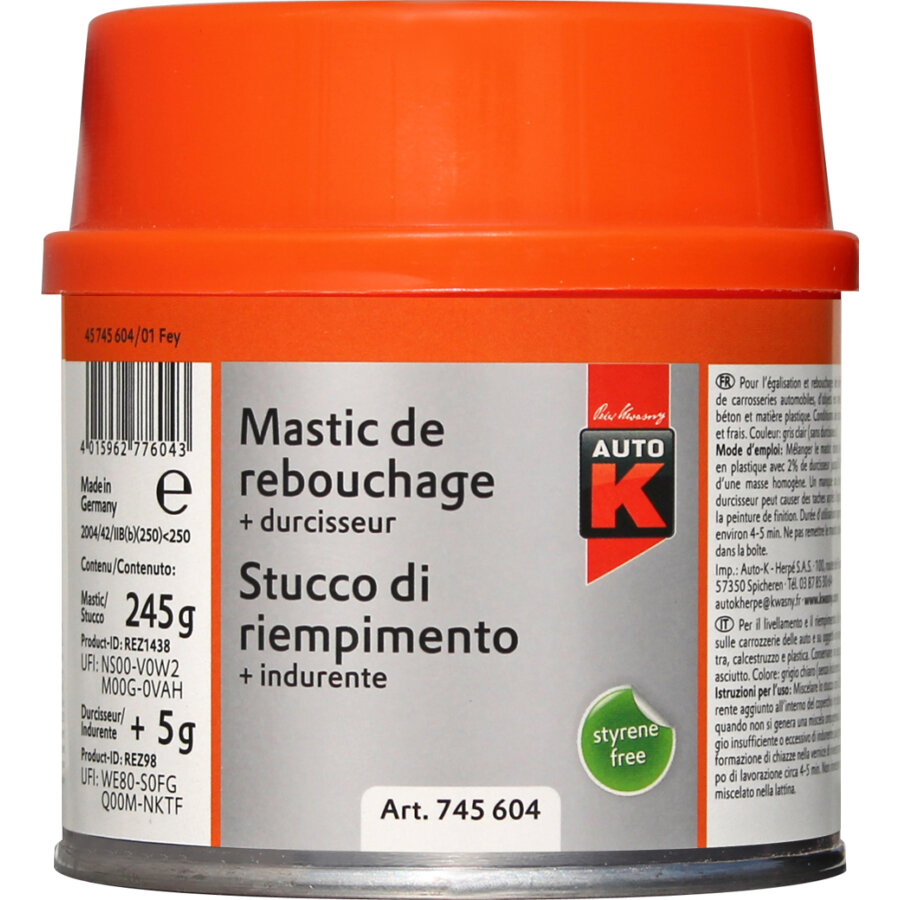 Mastic De Rebouchage Auto-k 250 G