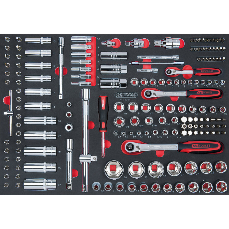 Module de douilles et accessoires 1/4"-3/8" et 1/2" KS Tools