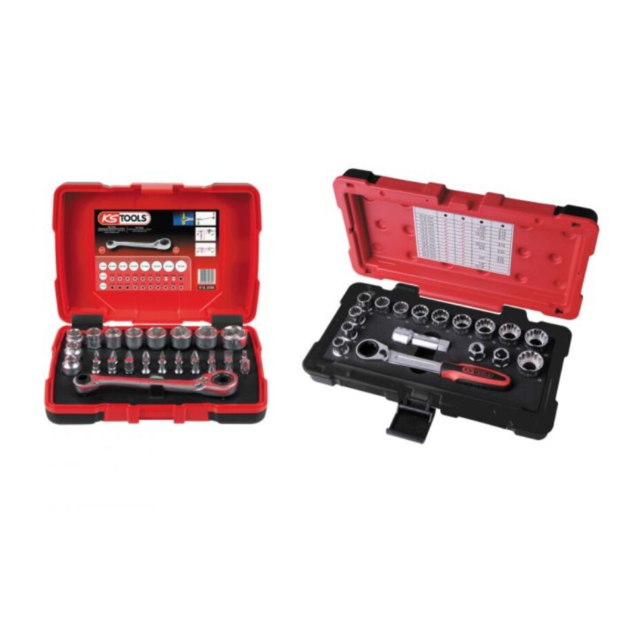 Lot De Coffrets De Douilles Traversantes 1/4''- 3/8'' Et 1/2'' Ks Tools