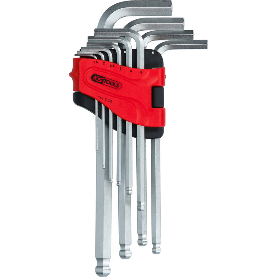 Jeu De Clés Mâles Coudées Ks Tools À 6 Pans Creux Et Tête Sphérique, Longues, 10 Pcs