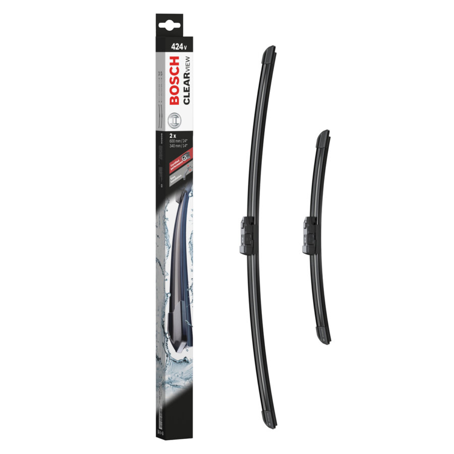 2 Balais D'essuie-glace Bosch Clearview 424v 600/340 Mm