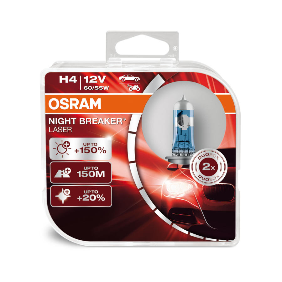 2 Ampoules Osram Night Breaker Laser H4 12v 55/60w