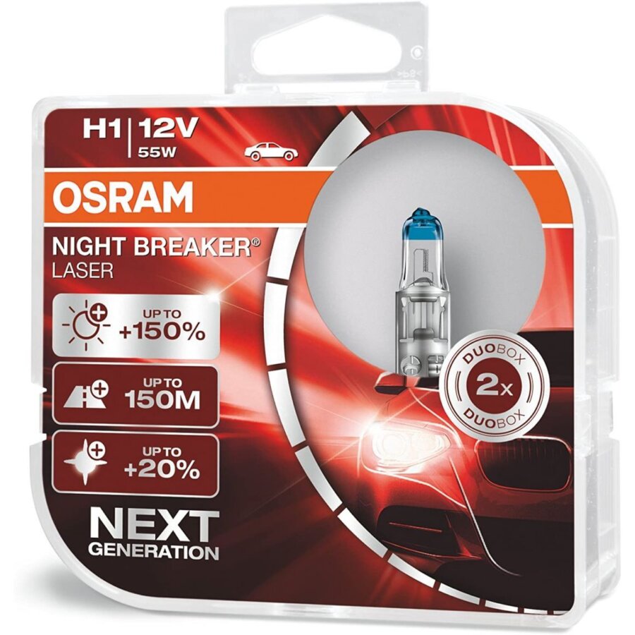 2 Ampoules Osram H1 Night Breaker® Laser 12v