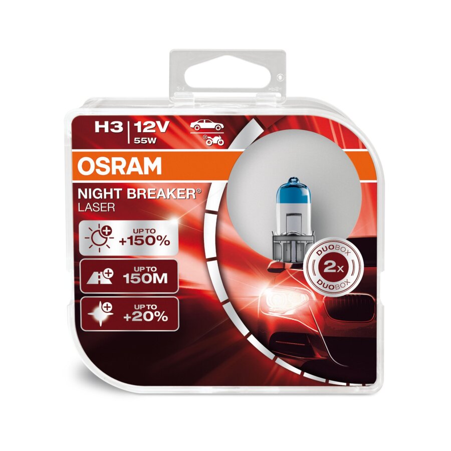 2 Ampoules Osram Night Breaker Laser H3 12v 55w