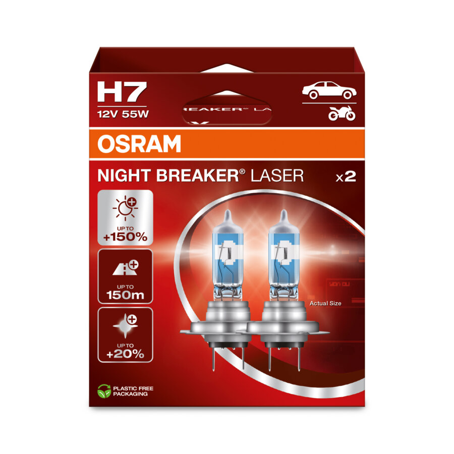 2 Ampoules H7 Osram Night Breaker Laser +150%