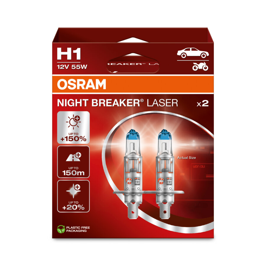 2 Ampoules H1 Osram Night Breaker Laser +150%