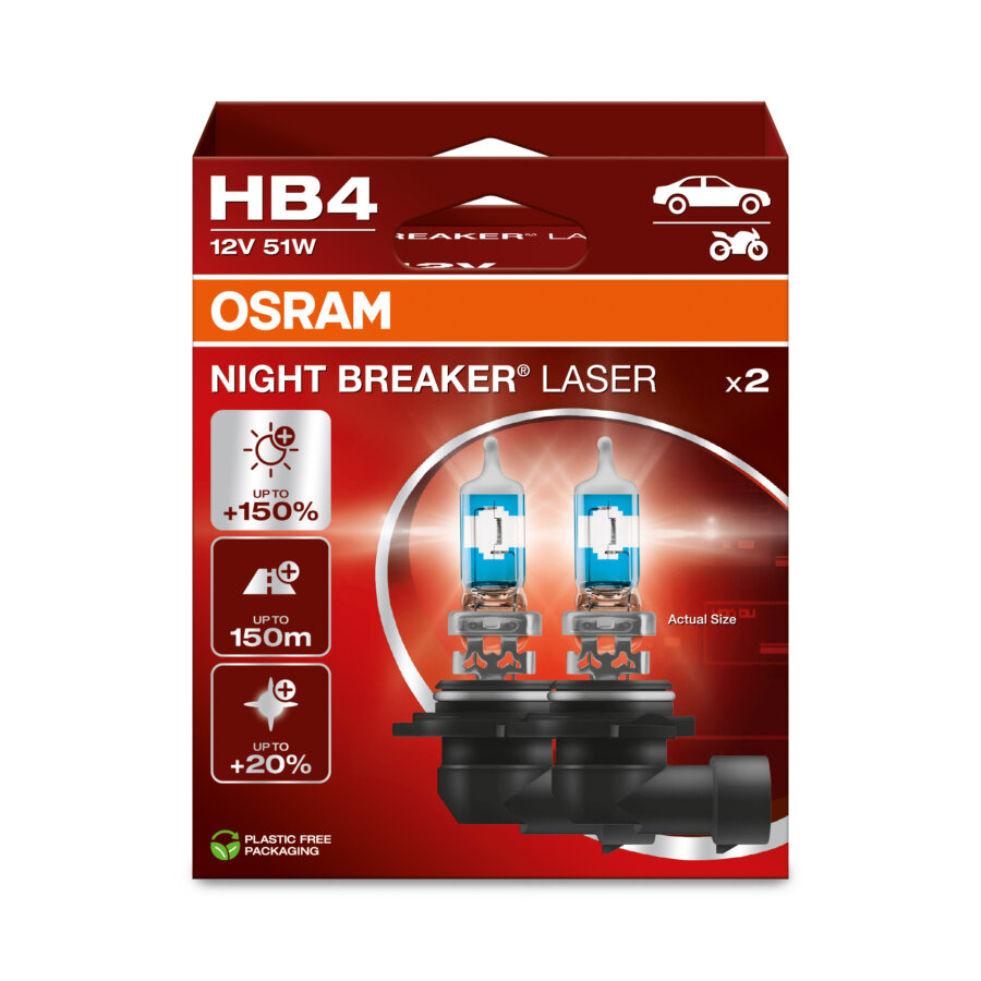 2 Ampoules Hb4 Osram Night Breaker Laser +150%