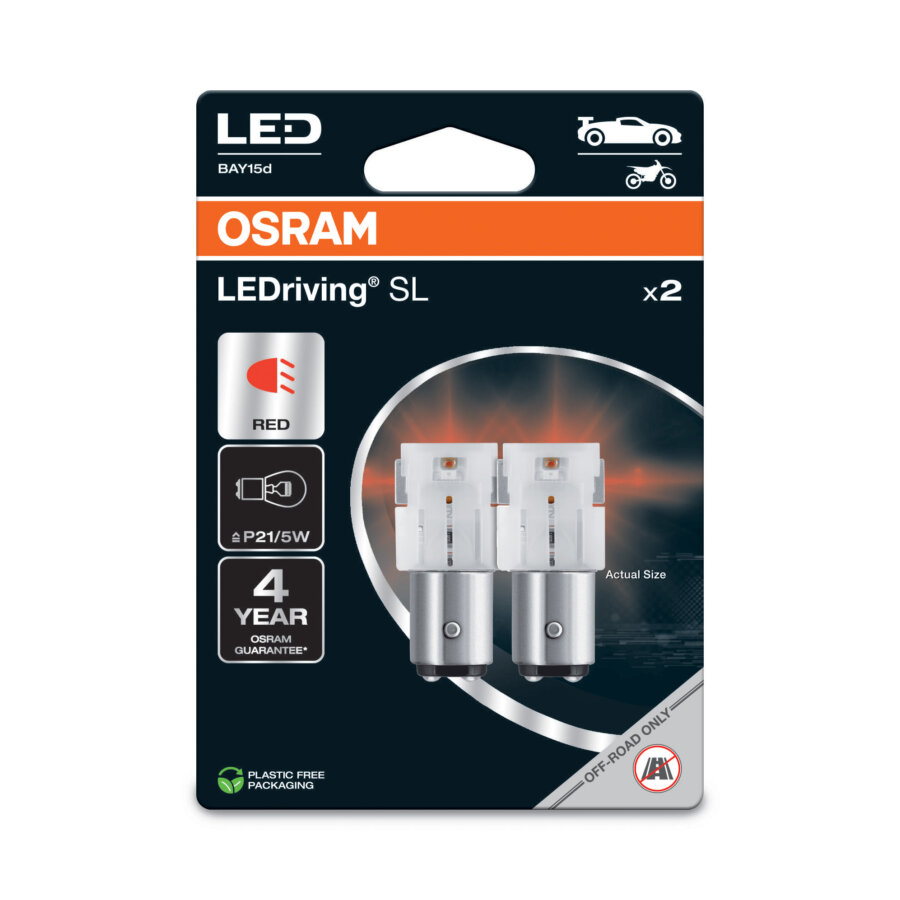 2 Ampoules P21/5w Osram Ledriving Sl Red Non Homologué