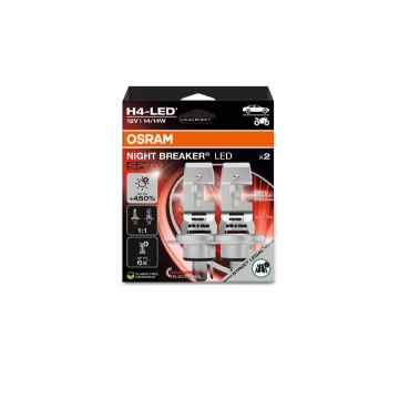 2 Ampoules H4 Osram Night Breaker Led +450%