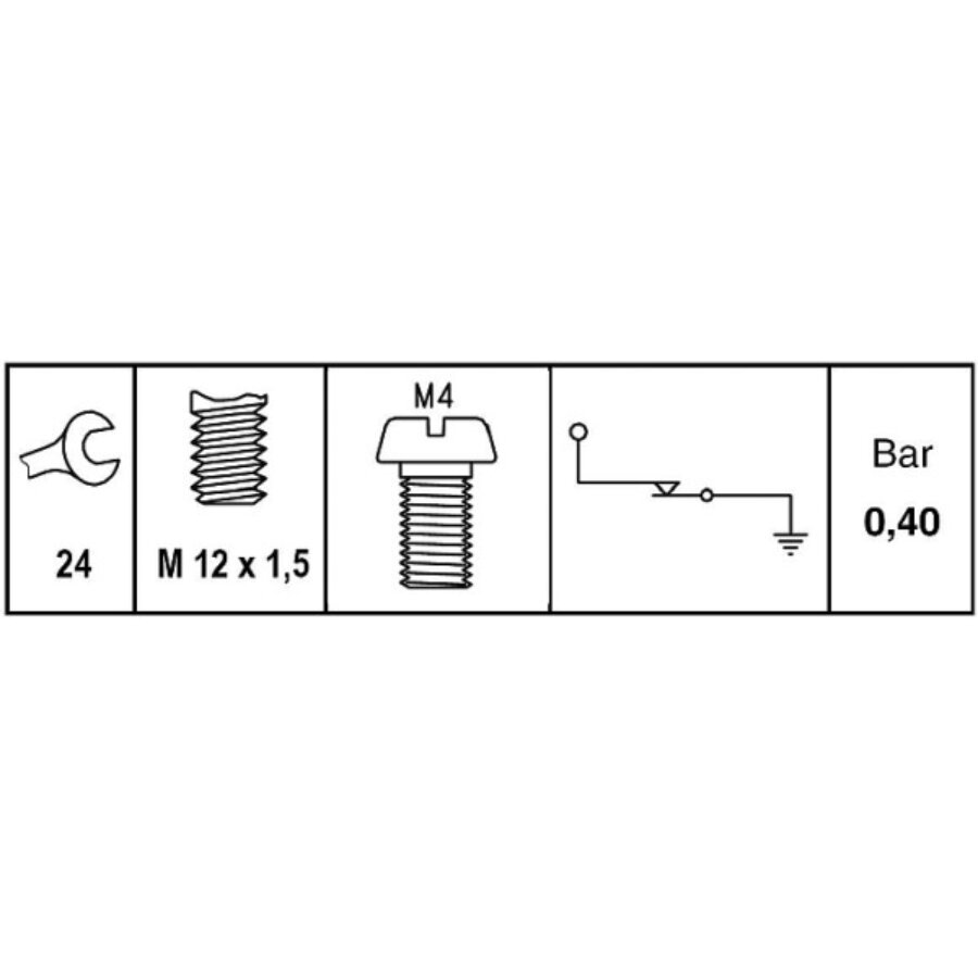 HELLA Interruttore Pressione Olio 12V 0.4 Bar – Filetto M12x1.5, Apertura Chiave 24, Biancolatte - 2