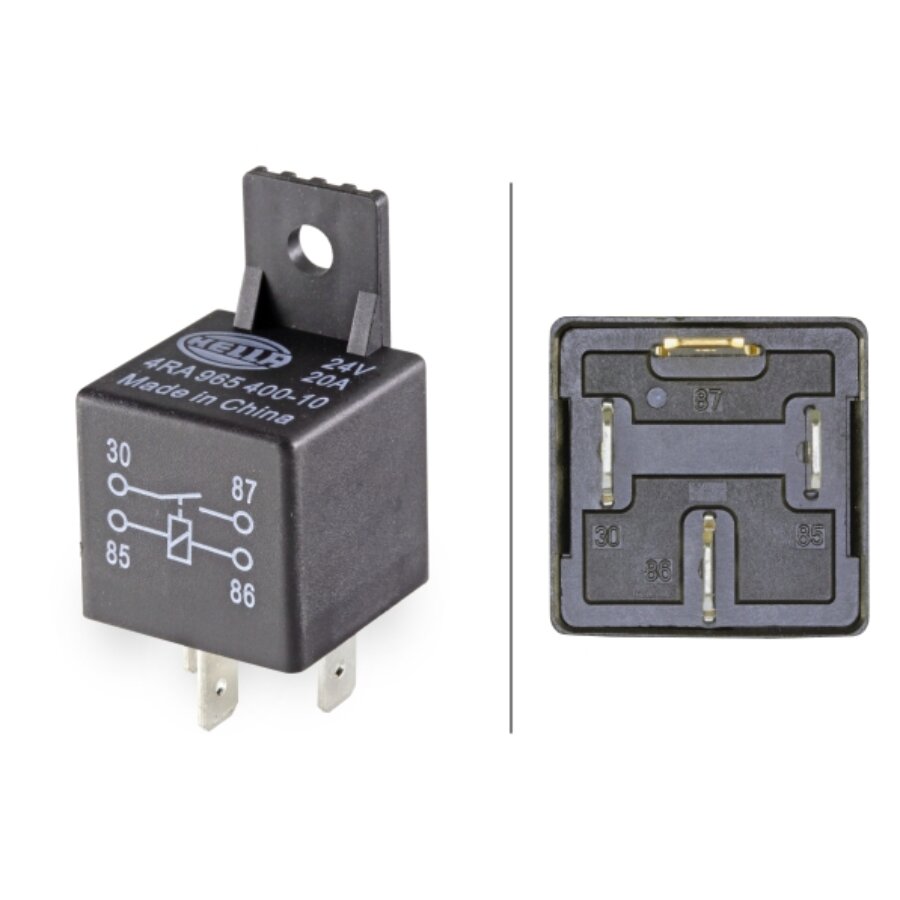 Relais HELLA 4RA 965 400-031 - 24V - 4 Pôles - Courant 20A - Pour Véhicules - Qualité Première Monte