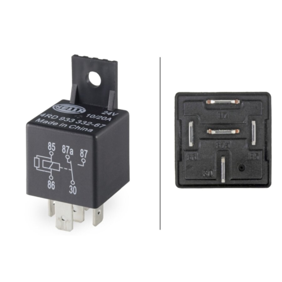 Relais HELLA 12V 5 Pôles Avec Support Et Résistance – 4RD 933 332-031 – Fiabilité Premium Pour Auto & Moto
