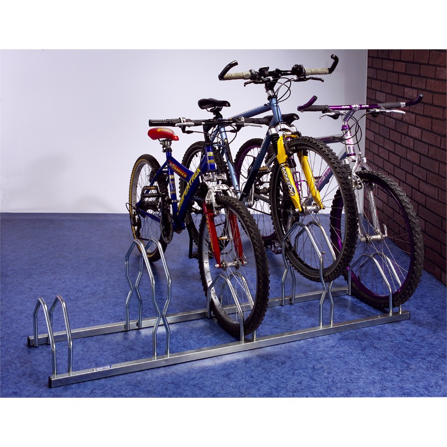 Râtelier vélo au sol côte à côte 2 niveaux - 3 vélos