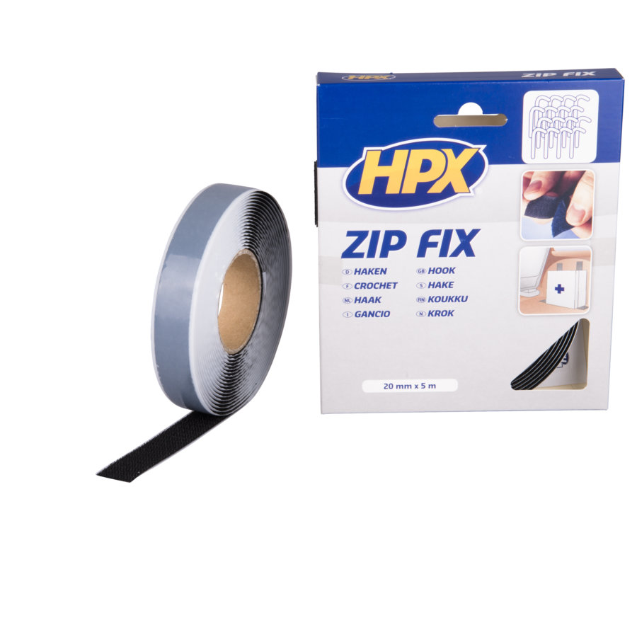 Zip Fix Velcro (crochet) Hpx Z2005h, Noir 20 Mm X 5 M
