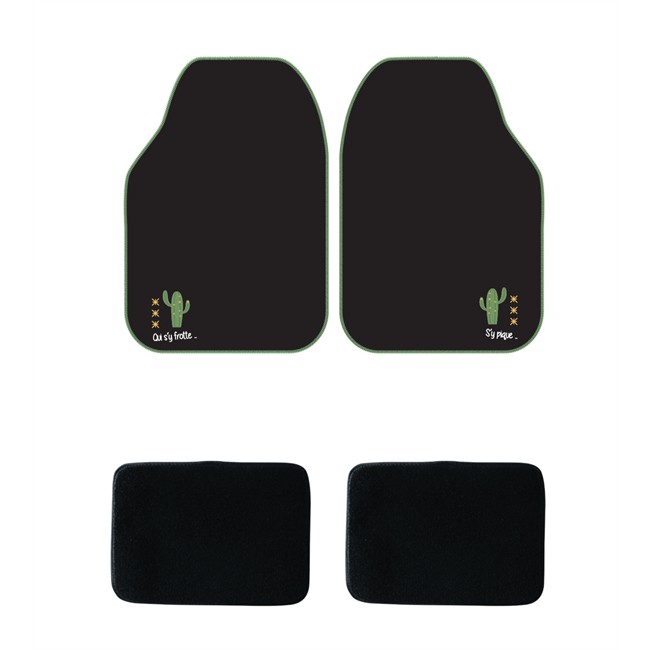 Jeu Complet De Tapis De Voiture Universels Noir Moquette Cactus