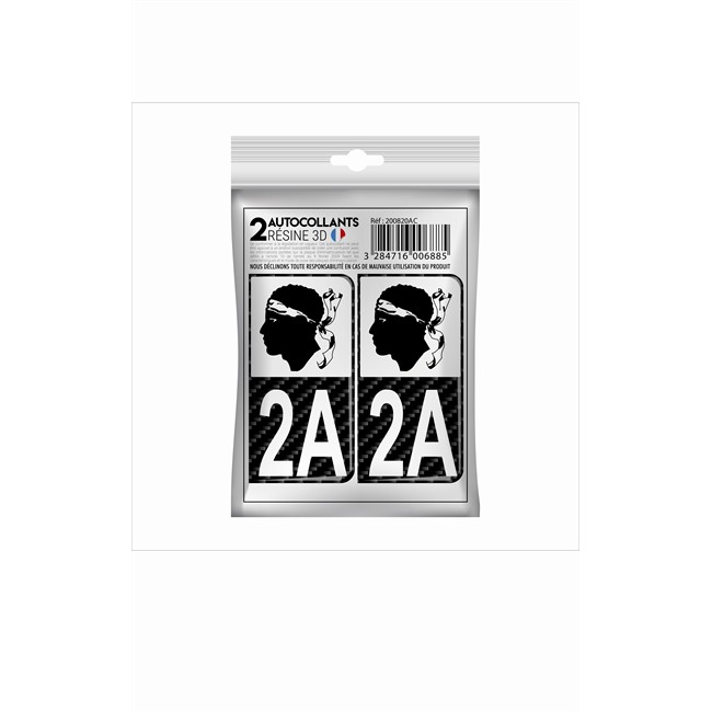 2 Stickers En 3d Effet Carbone Cadox Département Corse Du Sud 2a