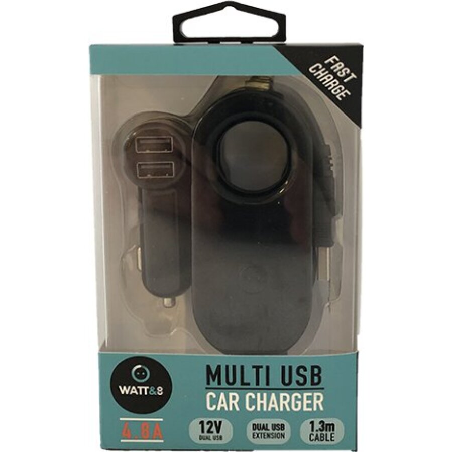 Chargeur Allume-cigare 4 Ports Usb + Hub Déporté 4,8 A Watt&co