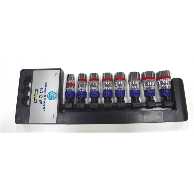 8 Douilles Universelles 6 Pans 7-14 Mm Carré 1/4'' Norauto