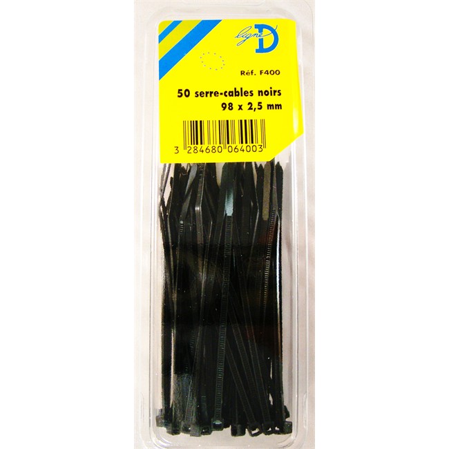 50 Serre-câbles Noir 98 X 2,5 Mm Rdi