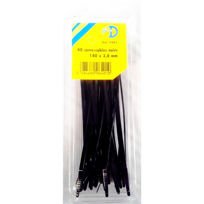 40 Serre-câbles Noir 140 X 3,6 Mm Rdi