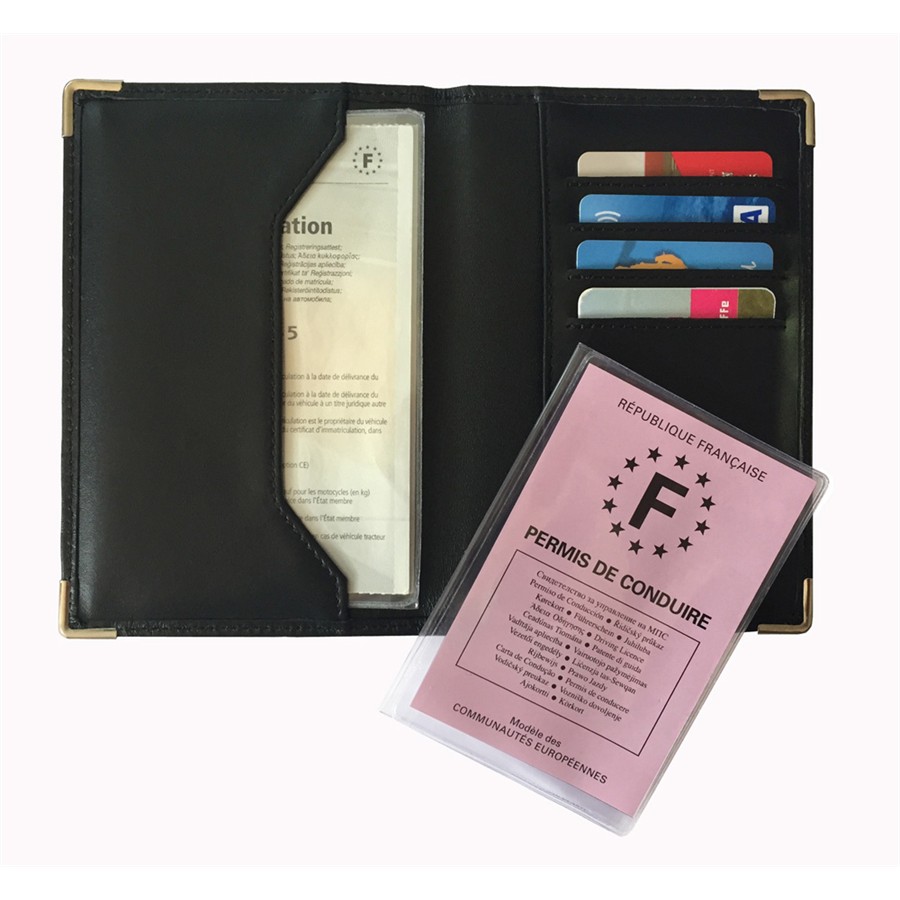 Etui À Papiers 2 Volets En Cuir Colorpop Noir