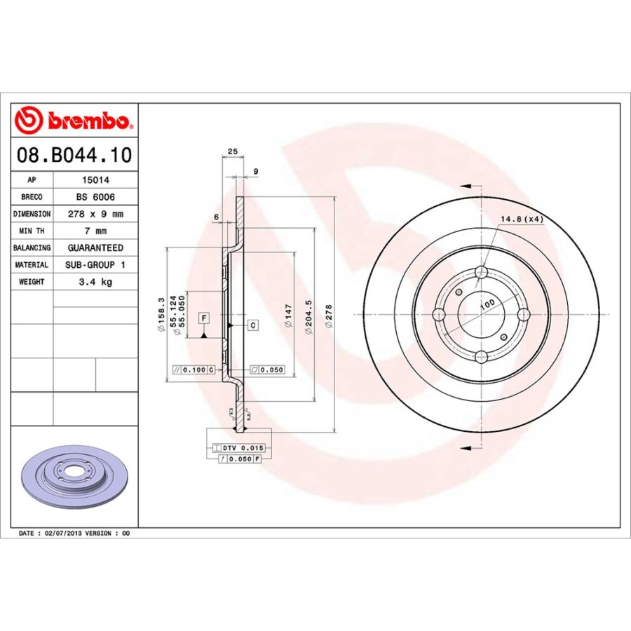 Disque De Frein Arrière BREMBO