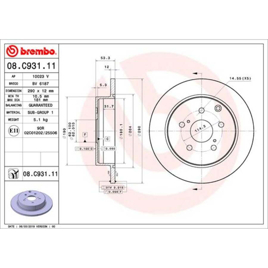 2 Disques De Frein Brembo 08.c931.11