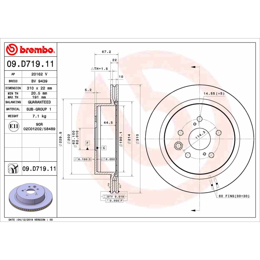 2 Disques De Frein Brembo 09.d719.11