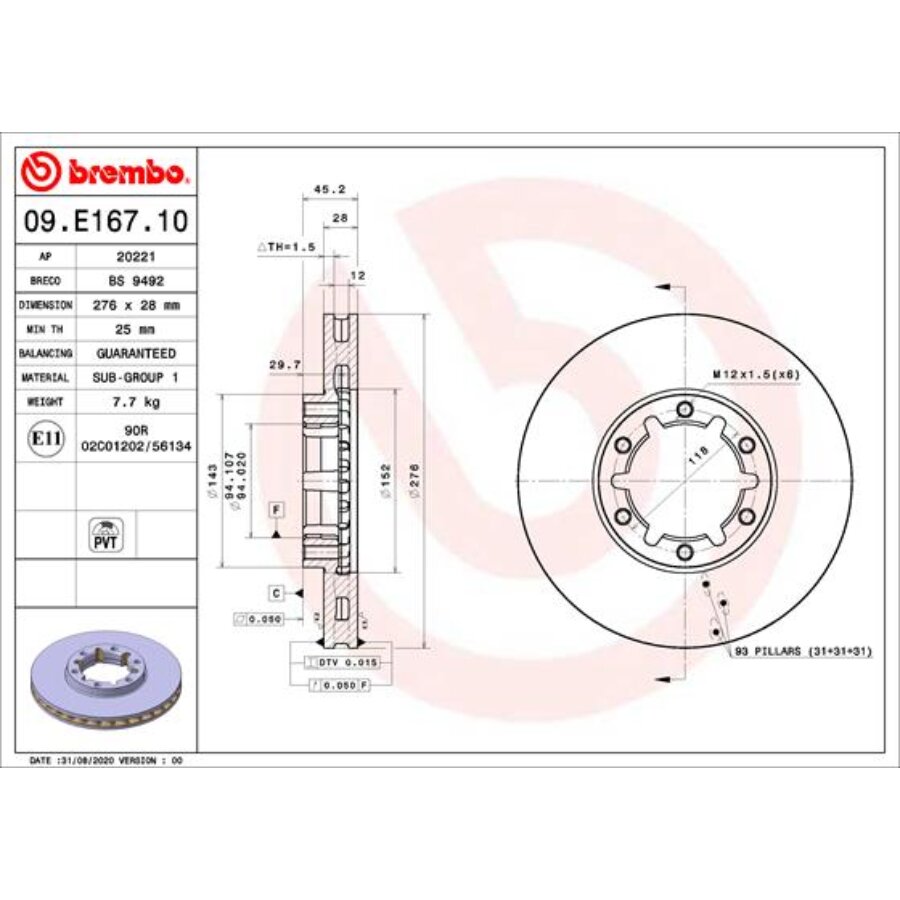 2 Disques De Frein Brembo 09.e167.10