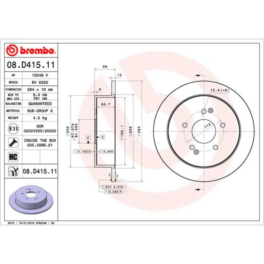 2 Disques De Frein Brembo 08.d415.11