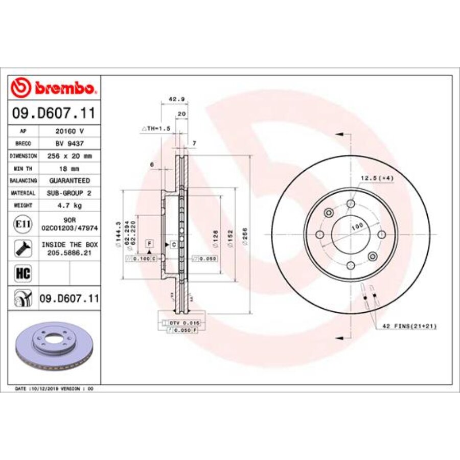 2 Disques De Frein Brembo 09.d607.11
