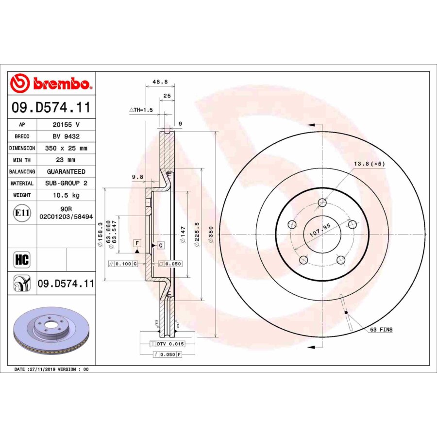 1 Disque De Frein Brembo 09.d574.11