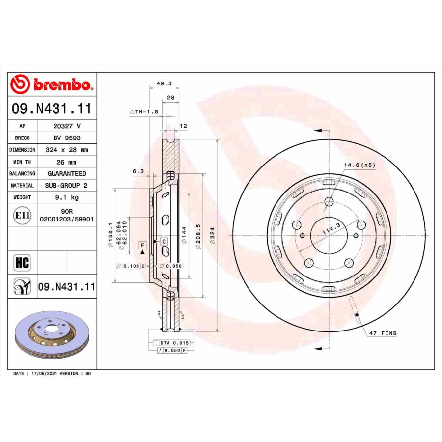1 Disque De Frein Brembo 09.n431.11