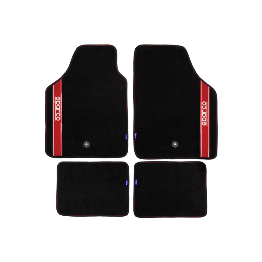 4 Tapis Universel Moquette Sparco Noirs Et Rouges