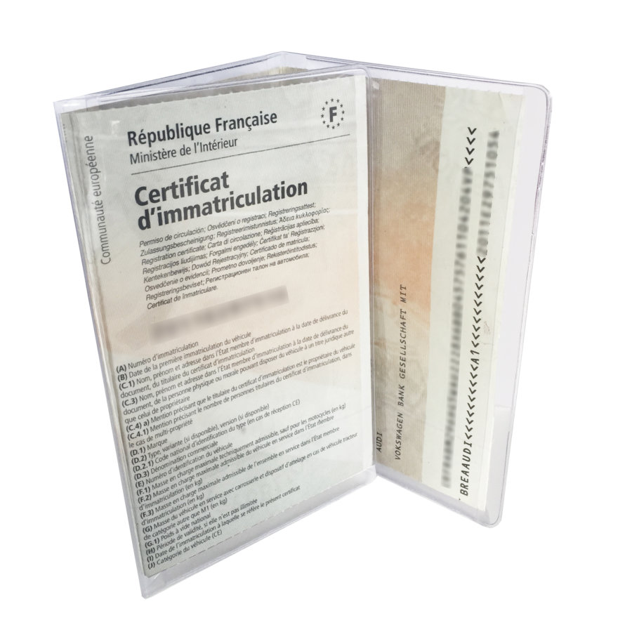 Etui Carte Grise 3 Volets Pvc Transparent