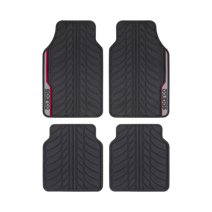 Jeu Complet De Tapis Universels En Pvc Sparco Noir Et Rouge