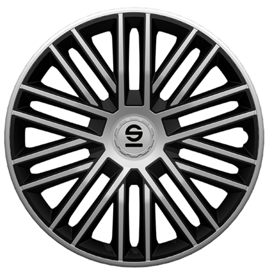4 Enjoliveurs Argent/noir Sparco Bergamo 14 Pouces