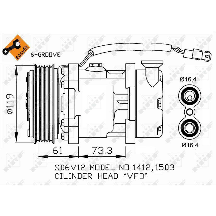 Compresseur De Climatisation NRF 32275 - Compatible Peugeot 206, 306, Citroën Saxo, 106 - Pièce Auto