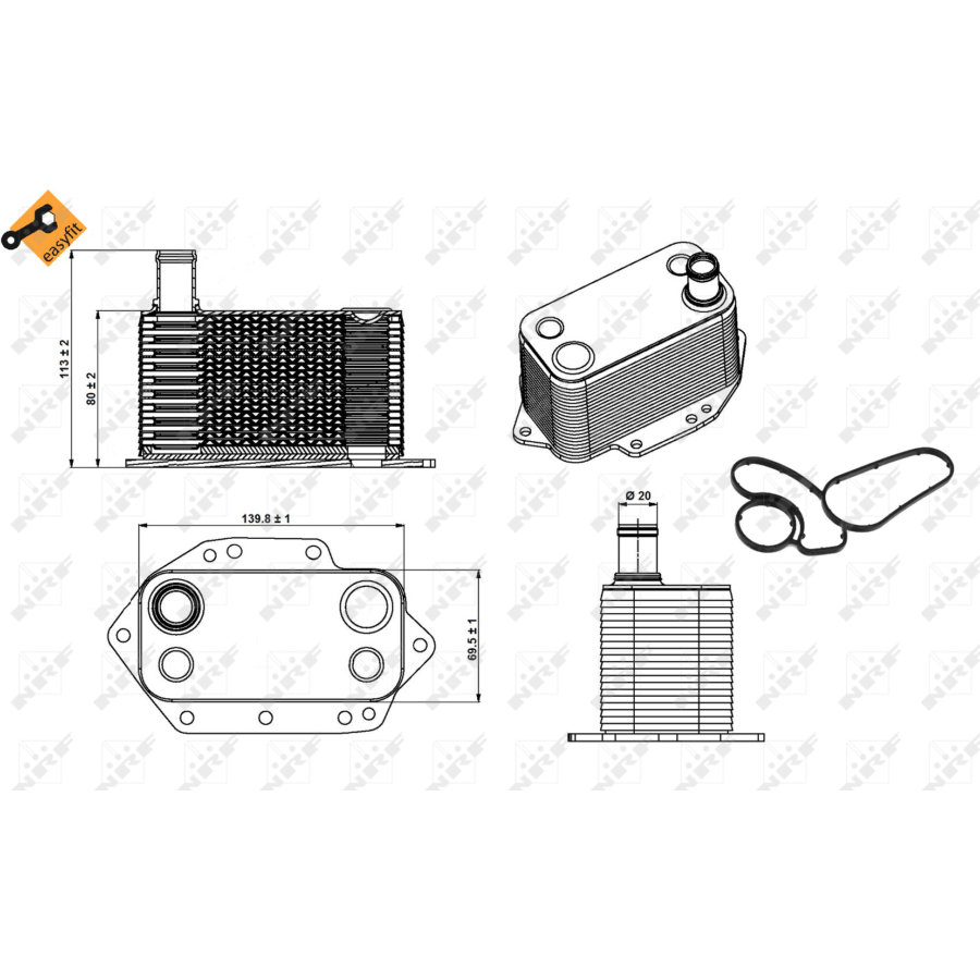 NRF Refroidisseur D'Huile Moteur 31865 – Avec Filtre & Radiateur – Compatible Peugeot 208, 308, Citroën Berlingo, C3, Partner
