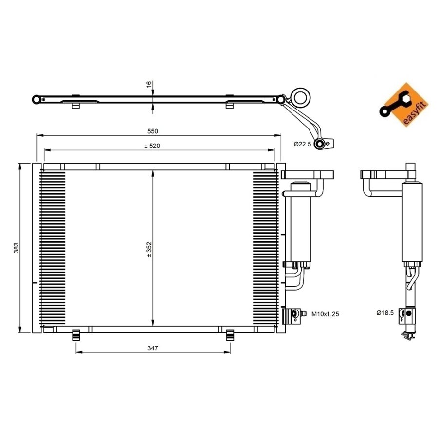 NRF 35905 Condenseur Climatisation - Compatible Peugeot 407, 607, Citroën C5, C6 2.2 / 2.7 HDi