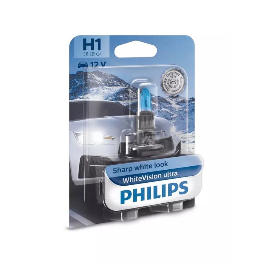 1 Ampoule Philips H1 Whitevision Ultra 12v 55w
