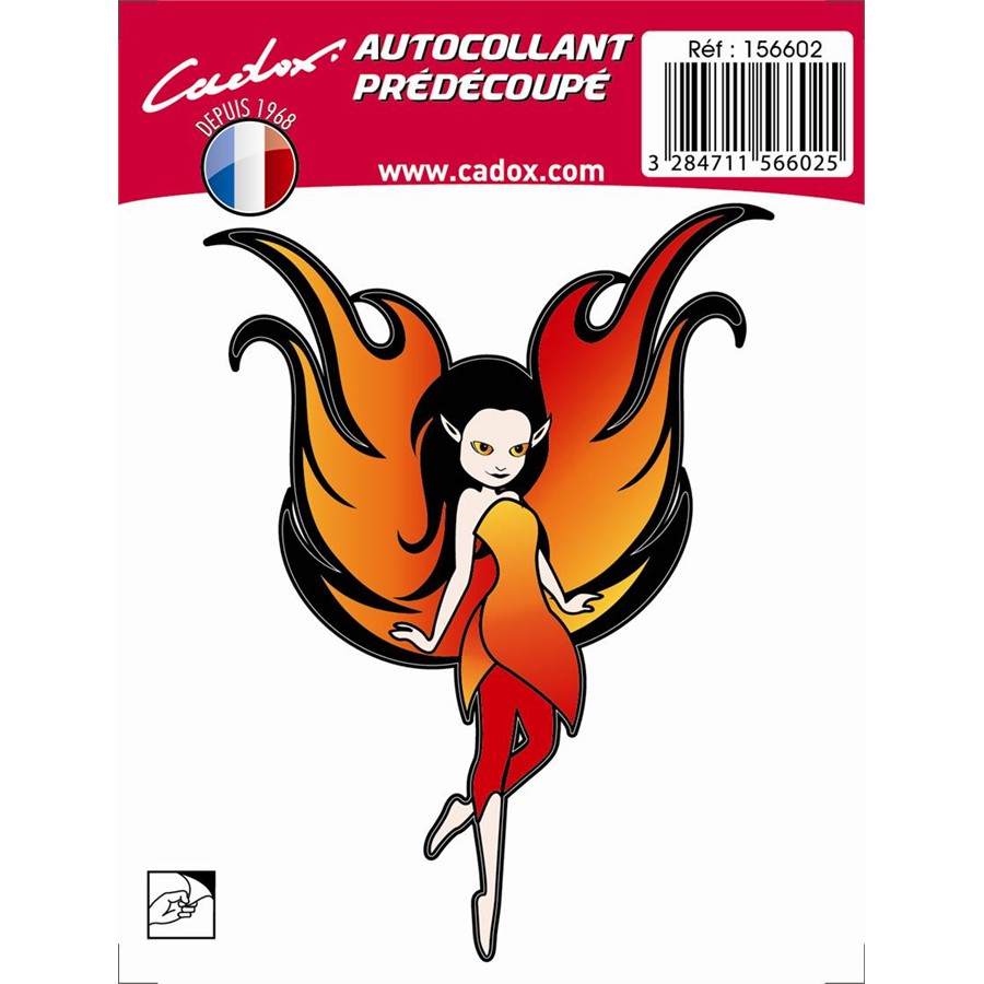 1 Sticker Autocollant Cadox Fée Orange