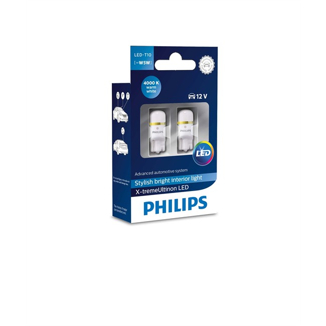 2 Ampoules Philips T10 X-tremevision Led 4000k