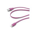 C&acirc;ble plat Lightning CELLULAR LINE rose