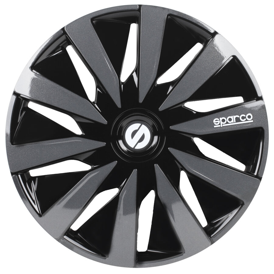 4 Enjoliveurs Noir/gris Sparco Lazio 16 Pouces
