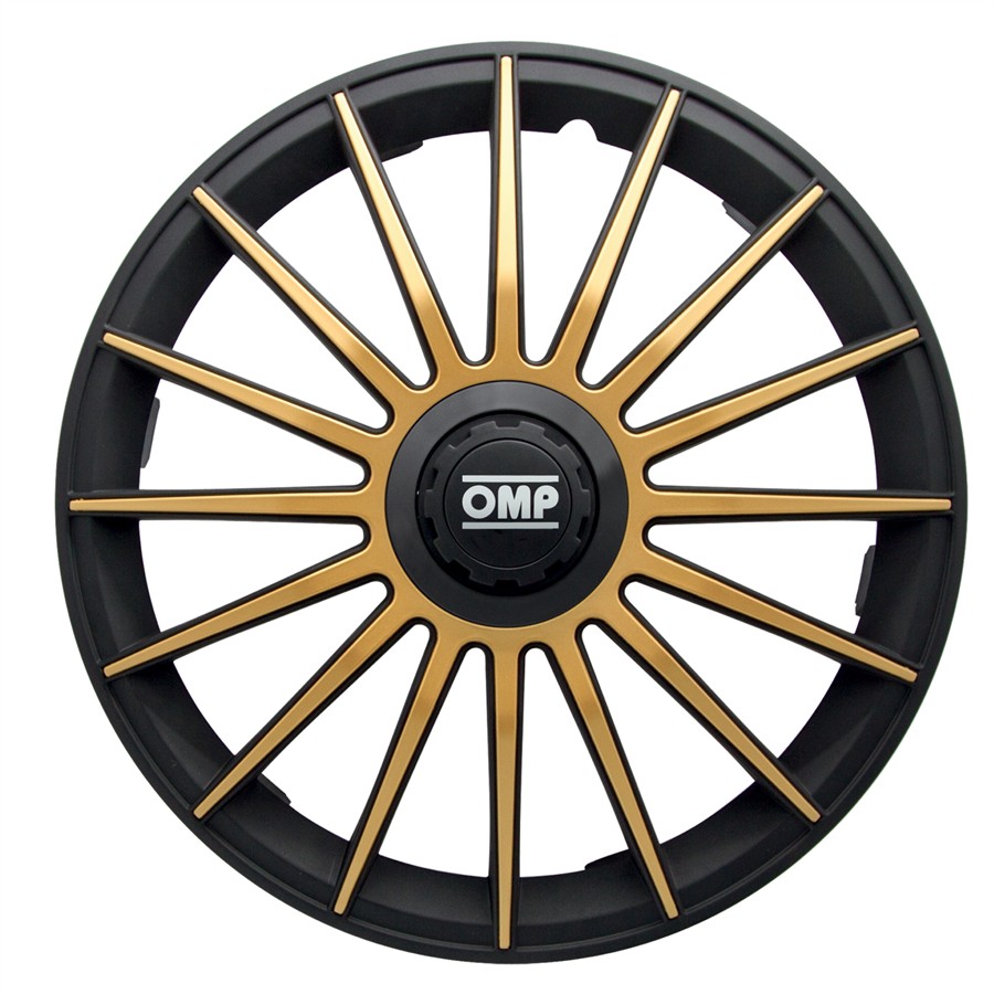 4 Enjoliveurs Noir/or Omp Formula 13 Pouces